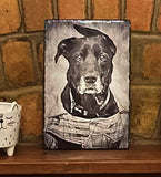 Custom Personalised Pet Dog Puppy Sketch Art Portrait Rock Slates