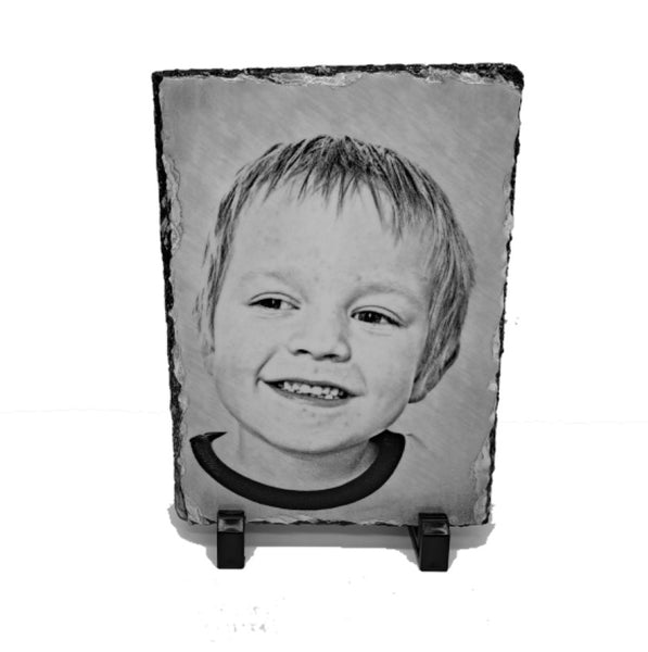 Custom Personalised Children Sketch Art Portrait on Rock Slate