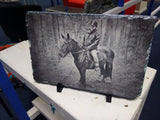 Custom Bespoke Personalised Horse Pony Sketch Art on Rock Slate