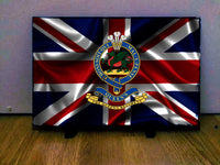 UK Military Soldier Regimental Emblem Art on Slate
